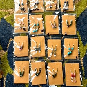 Jasper, glass, lava rock beaded earrings. $8 ea